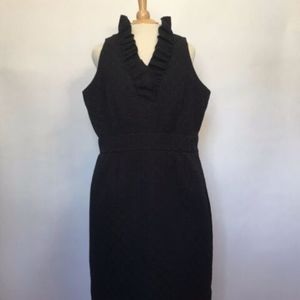 Taylor Black Sleeveless Dress with Ruffled Collar
